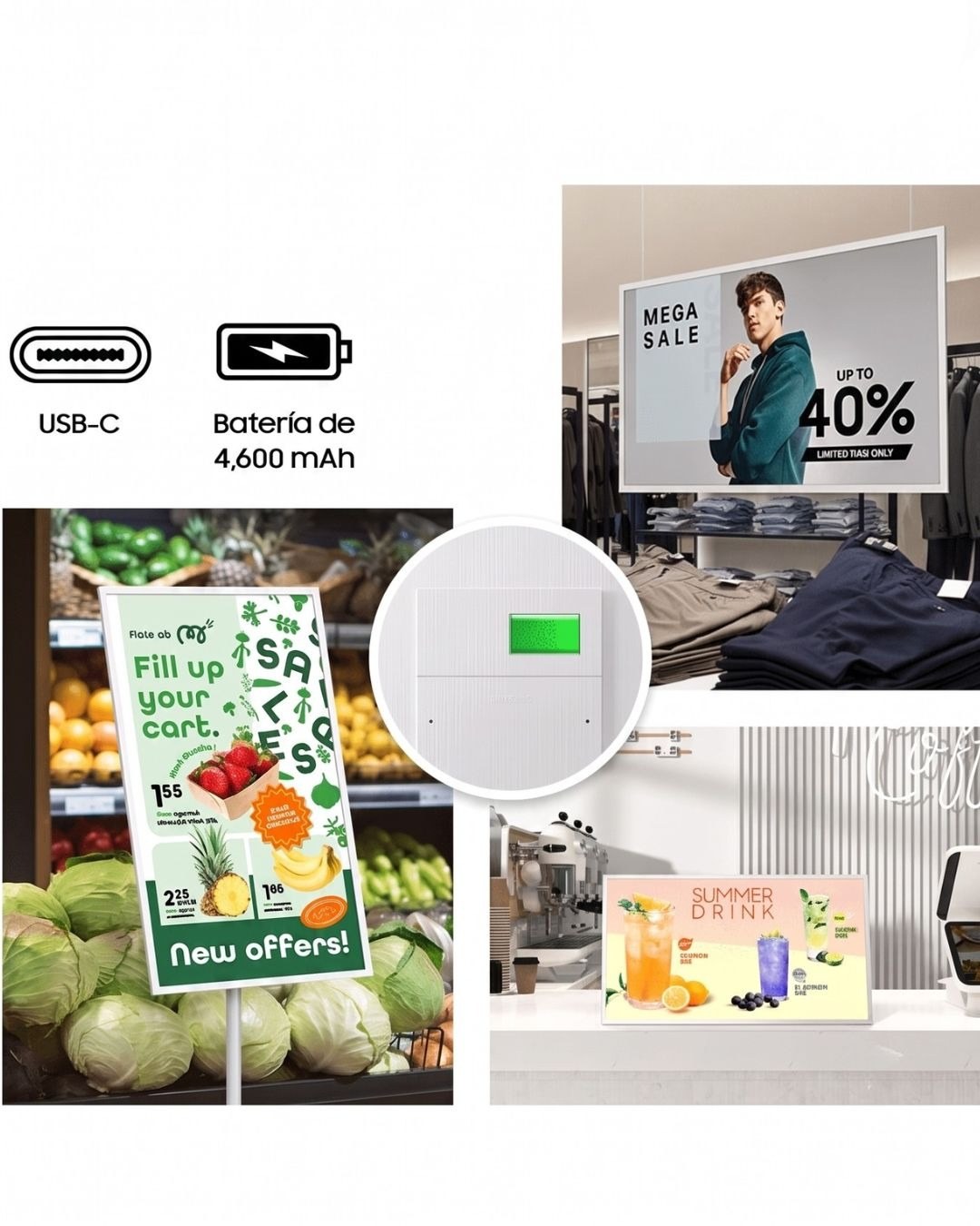 Samsung Color E-Paper con carga USB-C y batería integrada